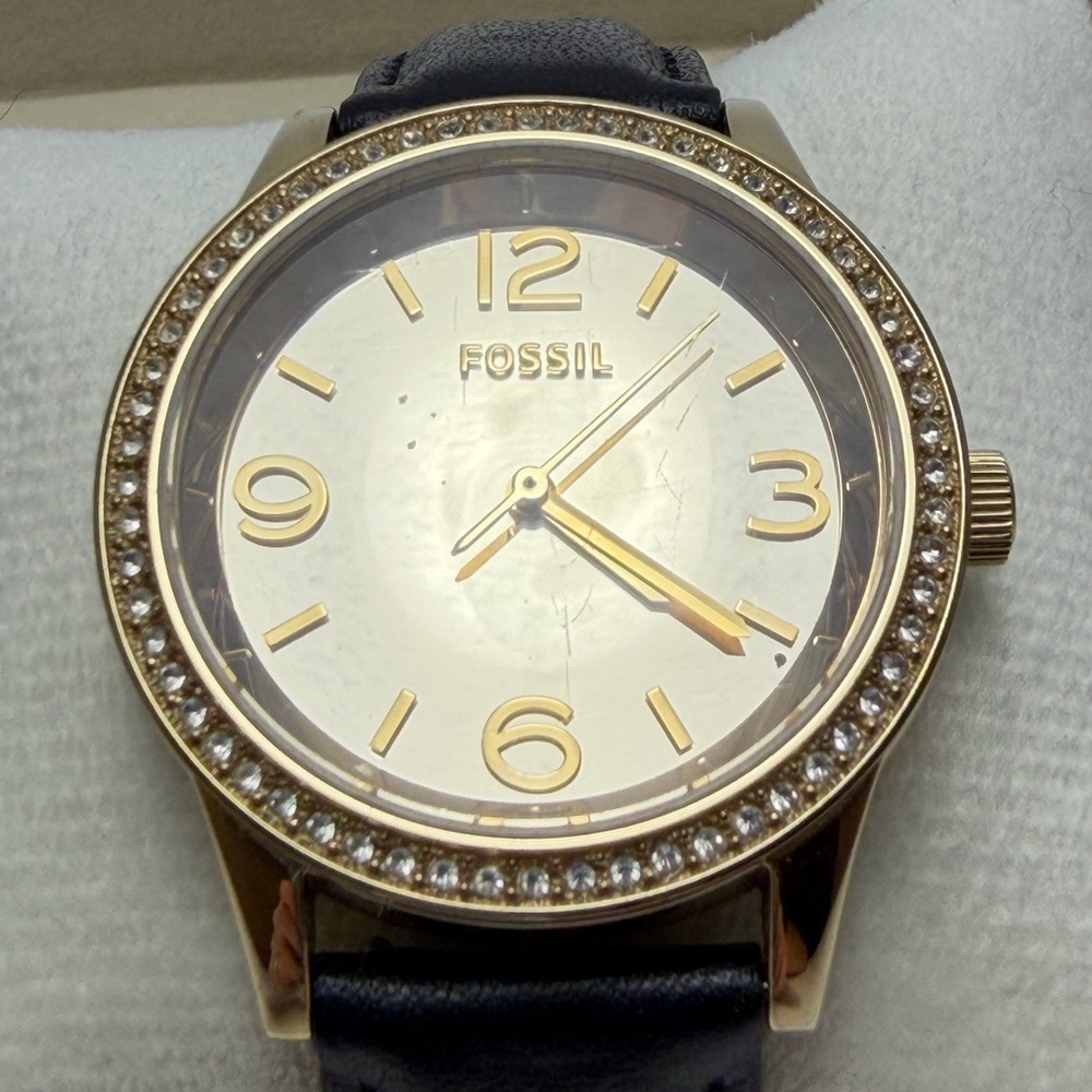 Fossil Gold-Tone Watch with Black Strap - Picture 1 of 7